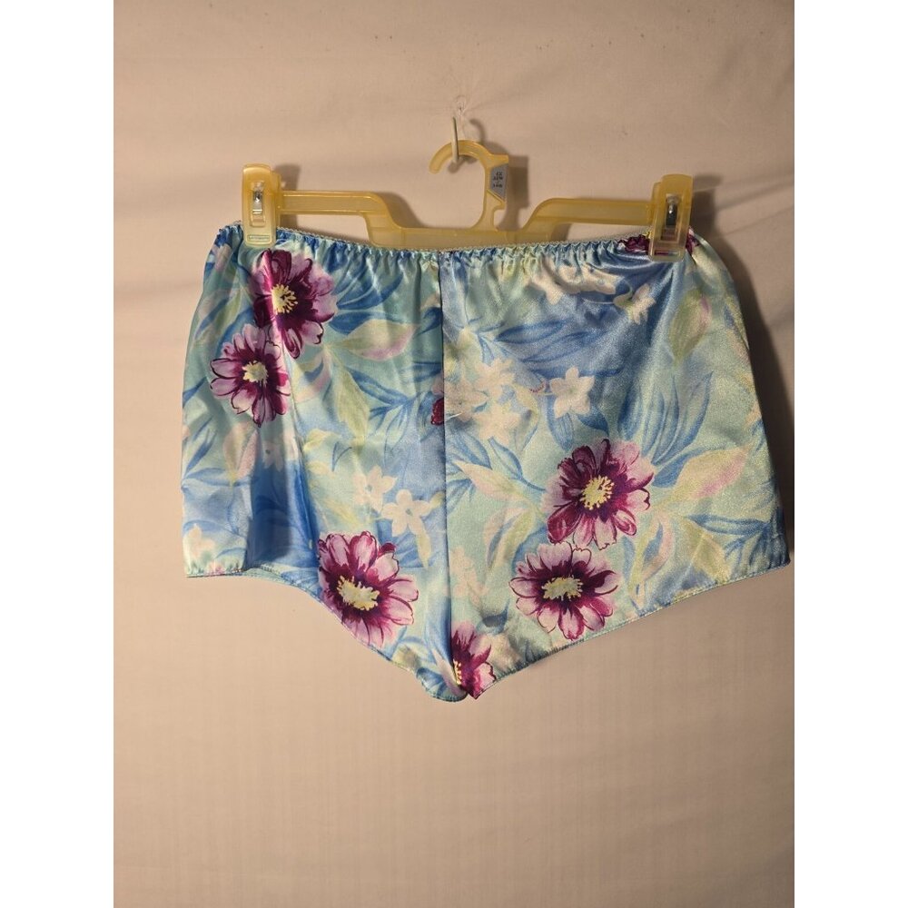 Sexy Silky Pajamas Shorts Bottoms Blue Floral Sweet Women’s Medium M Satin PJs
